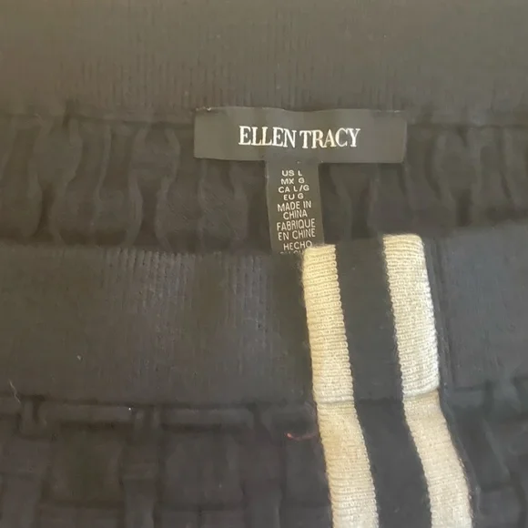 Ellen Tracy Womans Black/White Knit Pencil Skirt Large Textured Basket Weave NWT - Picture 6 of 8